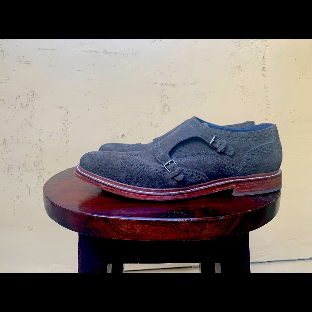 Cole Haan Suede Wingtip Monk Strap